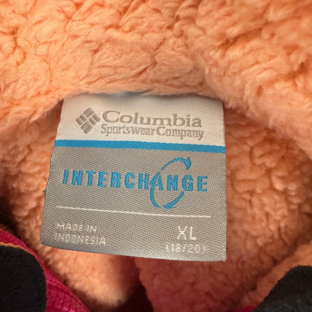 Columbia Kids XL 18/20 Interchange Jacket Pink Blue Omni-Heat Fleece WG1120 - Picture 6 of 11